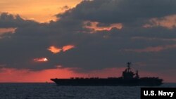 美国海军斯坦尼斯航空母舰2019年2月25号在南中国海航行