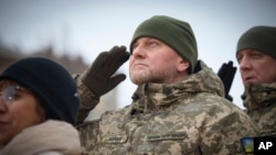 Головнокомандувач Збройних Сил України Валерій Залужний на пам’ятних заходах з нагоди річниці російсько-української війни, Київ, Україна, п’ятниця, 24 лютого 2023 року.