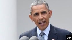 President Barack Obama speaks the Rose Garden of the White House in Washington, April 2, 2015, about the breakthrough in the Iranian nuclear talks.