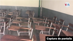 Un salón de clases vacío en Caracas. Mayo, 2021. Foto: Captura de Pantalla.