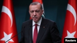 Presiden Turki Tayyip Erdogan di Ankara, 14 Agustus 2018.