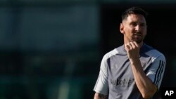 Leo Messi durante la sesión de entrenamiento en el Inter Miami, este jueves 20 de julio de 2023 en Fort Lauderdale, Florida.