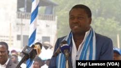 Le président du Togo Faure Gnassingbé, lors d’un meeting à Sokodé, Togo, le 20 février 2020. (VOA/Kayi Lawson)