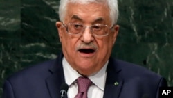 Le président de l'Autorité palestinienne fait un discours au cours de la 69ème session de l'Assemblée nationale des Nations Unies vendredi le 26 septembre 2014.