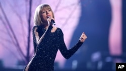 Taylor Swift performs at the 58th annual Grammy Awards, Feb. 15, 2016, in Los Angeles.