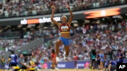 La atleta venezolana Yulimar Rojas durante el Mundial de Atletismo en Budapest. 