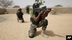 Le force mixte internationale à l'entrainement à Mao, au Tchad le 7 mars 2015.