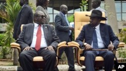 Riek Machar et Salva Kiir, Juba, le 29 avril 2016.