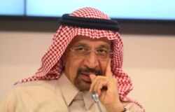 Khalid Al-Falih Minister of Energy, Industry and Mineral Resources of Saudi Arabia attends a news conference after a meeting of the Organization of the Petroleum Exporting Countries at their headquarters in Vienna, Nov. 30, 2017.