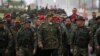 El presidente de Venezuela, Nicolás Maduro, el ministro de Defensa, Vladimir Padrino López, y el comandante estratégico operacional de las fuerzas armadas de Venezuela, general Domingo Hernández, en un ejercicio militar en la base militar Fuerte Tiuna, el 22 de enero de 2025. 
