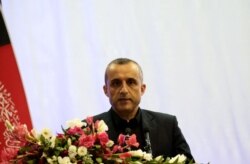 FILE - Amrullah Saleh, then the first vice-presidential candidate of Ashraf Ghani, speaks during the presidential election campaign in Kabul, Afghanistan, Sept. 13, 2019. (Reuters)