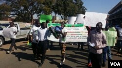 Les manifestants sont descendus dans les rues d'Harare pour montrer leur mécontentement, au Zimbabwe, le 2 août 2016.