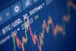 FILE - A photo illustration of the Bitfinex cryptocurrency exchange website.