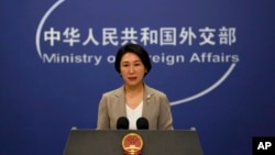 FILE - After several Chinese companies were included in sanctions involving Russia's invasion of Ukraine, Foreign Ministry spokesperson Mao Ning, shown here in Beijing on July 26, 2023, said China has “not sat idly by, still less exploited the situation for selfish gains.”