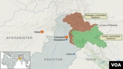 Peta Rawalpindi, Islamabad Pakistan, dan garis kontrol Kashmir.