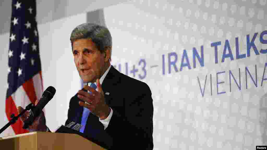 U.S. Secretary of State John Kerry addresses a news conference after a meeting in Vienna, Austria, Nov. 24, 2014.