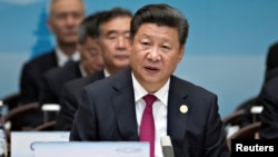 China’s President Xi Jinping speaks during the opening ceremony of the G20 Summit in Hangzhou in eastern China's Zhejiang province, Sept. 4, 2016. 