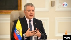 El presidente de Colombia Iván Duque durante una intervención. [Foto: Manuel J. Arias, VOA].