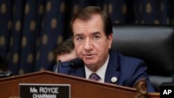 Ketua Komite Luar Negeri DPR Ed Royce di Capitol Hill di Washington, 12 Oktober 2017. 