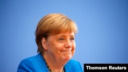 Kanselir Jerman Angela Merkel dalam konferensi pers di Berlin. (Foto: dok).