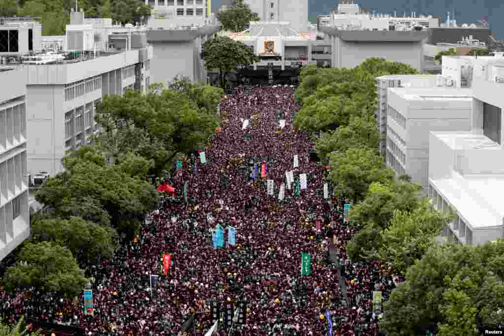香港學生在香港中文大學舉行反送中罷課行動。 (2019年9月2日)