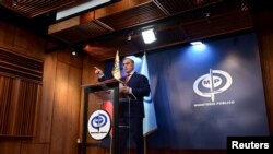El fiscal general de Venezuela, Tarek William Saab, durante una conferencia de prensa en Caracas. 