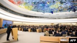 Le Secrétaire général de l'ONU Antonio Guterres à la 40e session du Conseil des droits de l'homme, le 25 février 2019 à Genève. Pour la session du 24 février 2020, il a dénoncé des "niveaux alarmants de fémicides" dans le monde. 