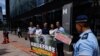 On August 22, 2023, Hong Kong demonstrators protest after Japan announces the release of treated radioactive water from the crippled Fukushima nuclear plant into the sea. (Reuters/Tyrone Siu）