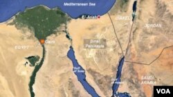 Lokasi Semenanjung Sinai, Mesir yang bergolak, berbatasan dengan Israel dan Jalur Gaza, Palestina (foto: ilustrasi).