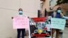 Jornalistas protestam contra investigações junto da Procuradoria-Geral da República, Luanda, Angola. Junho de 2021
