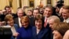 U.S. Senators' Susan Collins (R-ME) addresses reporters with fellow Senators' Jeanne Shaheen (D-NH), Tim Kaine (D-VA), Heidi Heitkamp (D-ND), Joe Manchin (D-WV), Lindsey Graham (R-SC), Amy Klobuchar (D-MN) and Jeff Flake (R-AZ) after lawmakers struck...