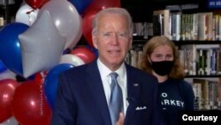 前美國副總統拜登2020年8月18日正式獲得民主黨提名角逐總統大選。（美國民主黨全代會視頻截圖）