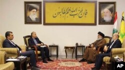 دیدار حسین امیرعبداللهیان با سید حسن نصرالله، رهبر حزب الله لبنان. آذر ۱۴۰۲