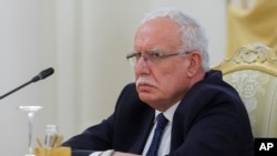 Falastin Tashqi ishlar vaziri Riyod al-Malikiy Moskvadagi maslahatlashuvda, 21-noyabr, 2023 