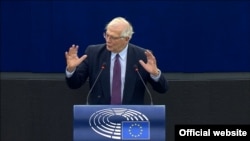 El alto representante de la Unión Europea para Asuntos Exteriores, Josep Borrell, durante la discusión de Nicaragua en Parlamento Europeo, el 14 de diciembre de 2021.