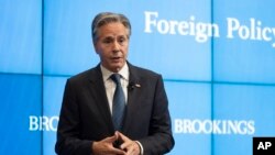Госсекретарь США Энтони Блинкен в Институте Брукингса. Вашингтон, 1 июля 2024.