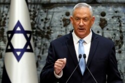Benny Gantz, leader of Blue and White party, speaks at the President's residence, in Jerusalem, Oct. 23, 2019.