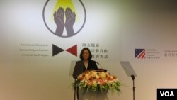 台灣總統蔡英文在2019區域宗教自由論壇上講話(資料照)