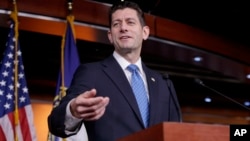 FILE - House Speaker Paul Ryan of Wisconsin discusses the Republican agenda on Capitol Hill in Washington.