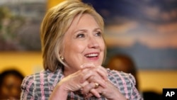 Democratic presidential candidate Hillary Clinton speaks at an event at the Good Day Cafe in Vallejo, California, June 5, 2016. 