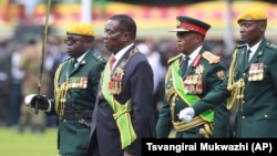 FILE: President Emmerson Mnangagwa and his deputy, Constantino Chiwenga at an inauguration event in Harare.