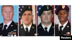 Photomontage des portraits de Jeremiah Johnson, Bryan Black, Dustin Wright et La David Johnson tués au Niger 