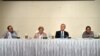 FILE - Members of the Independent Commission of Inquiry for Rakhine are seen at a press briefing in Myanmar's capital Naypyidaw, Aug. 16, 2018.