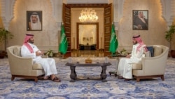 FILE - Saudi Crown Prince Mohammed bin Salman speaks during a televised interview in Riyadh, Saudi Arabia, April 27, 2021. (Bandar Algaloud/Courtesy of Saudi Royal Court/Handout via Reuters)