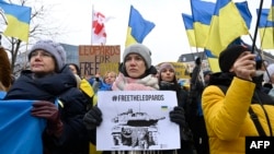Акція на підтримку України, Брюссель, січень 2023 року (Photo by John THYS / AFP)