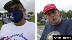 José Vivas (izquierda) y Edilberto Escalante son venezolanos que viven exiliados en Estados Unidos y tienen opiniones diferentes en cuanto a la elección presidencial del 3 de noviembre.
