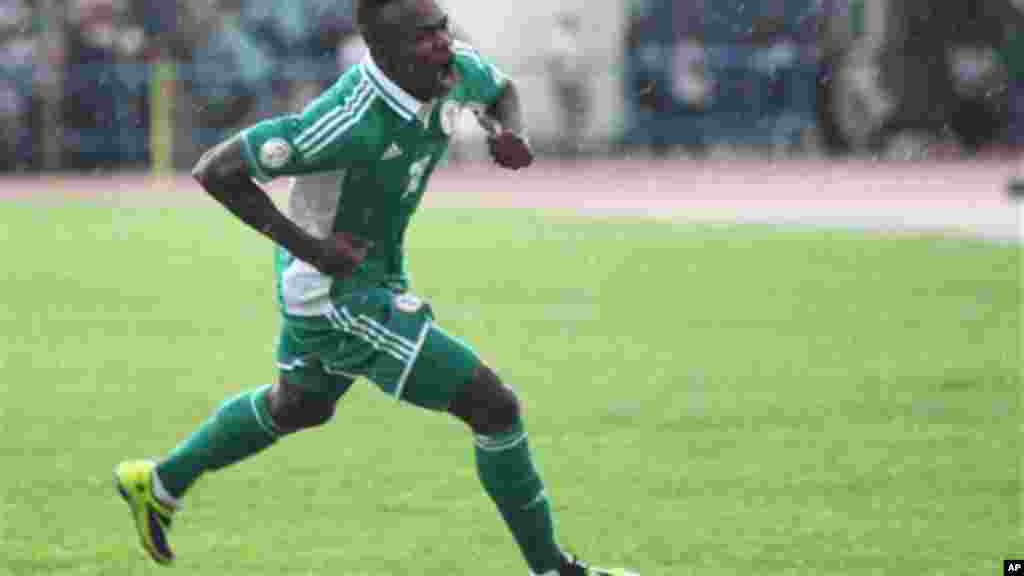 Nigeria's Nsofor Obinna Victor celebrates after he scored a goal against Ethiopia during their 2014 World Cup qualifying playoff match.