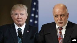 Presiden Amerika Donald Trump (kiri) dan PM Irak Abadi (Foto: dok).