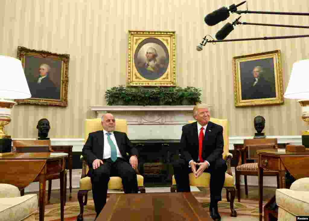 Firai Ministan kasar Iraqi Haider al-Abadi ya gana da takwaran aikinsa na Amurka Donald Trump a Fadar White House, inda suka tattauna kan al'amuran huldodin da suka shafi kasashensu, a ranar Litinin 20 ga watan Maris 2017.