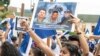 Ciudadanos nicaragüenses exiliados en Costa Rica realizan una manifestación contra las elecciones en Nicaragua y el presidente Daniel Ortega, en San José, Costa Rica, el 7 de noviembre de 2021.